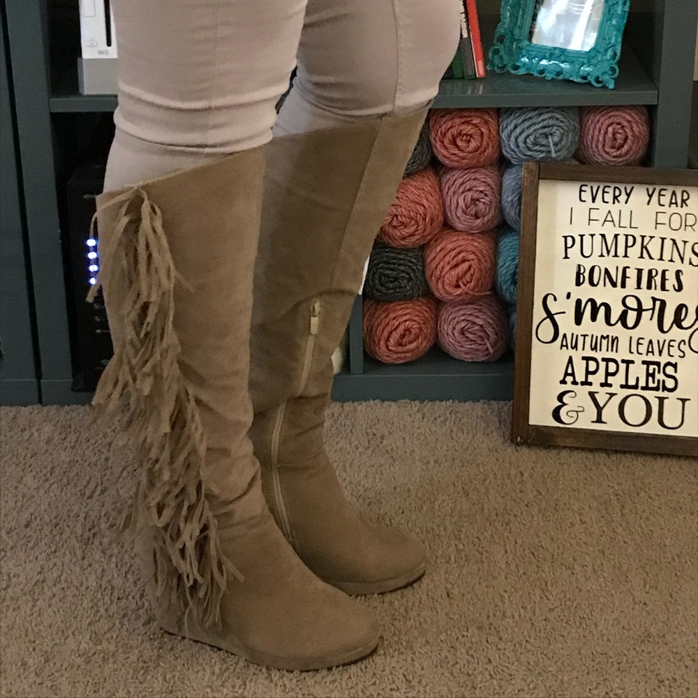 Tan Fringe Boots